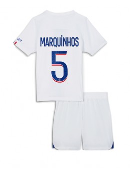 Paris Saint-Germain Marquinhos #5 Ausweichtrikot für Kinder 2022-23 Kurzarm (+ Kurze Hosen)